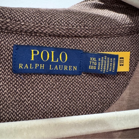 Polo Ralph Lauren Herringbone Jersey Pullover Quarter Zip Sweater Brown Sz XXL - Picture 3 of 13